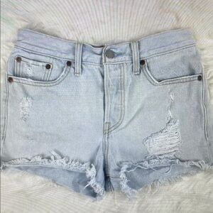 Light Blue Distressed Denim Shorts